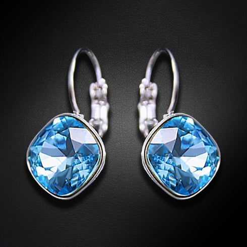 Auskarai "Apakintas Spindesys IV (Akvamarino Mėlyna)" su Swarovski™ kristalais